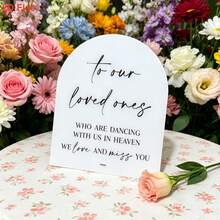 1PC Acrylic In Loving Memory Sign, To Our Loved Ones Dancing In Heaven, Wedding Memorial Table Decor, We Love And Miss You, Bereavement Decoration For Altar Or Party - Arch - View 2