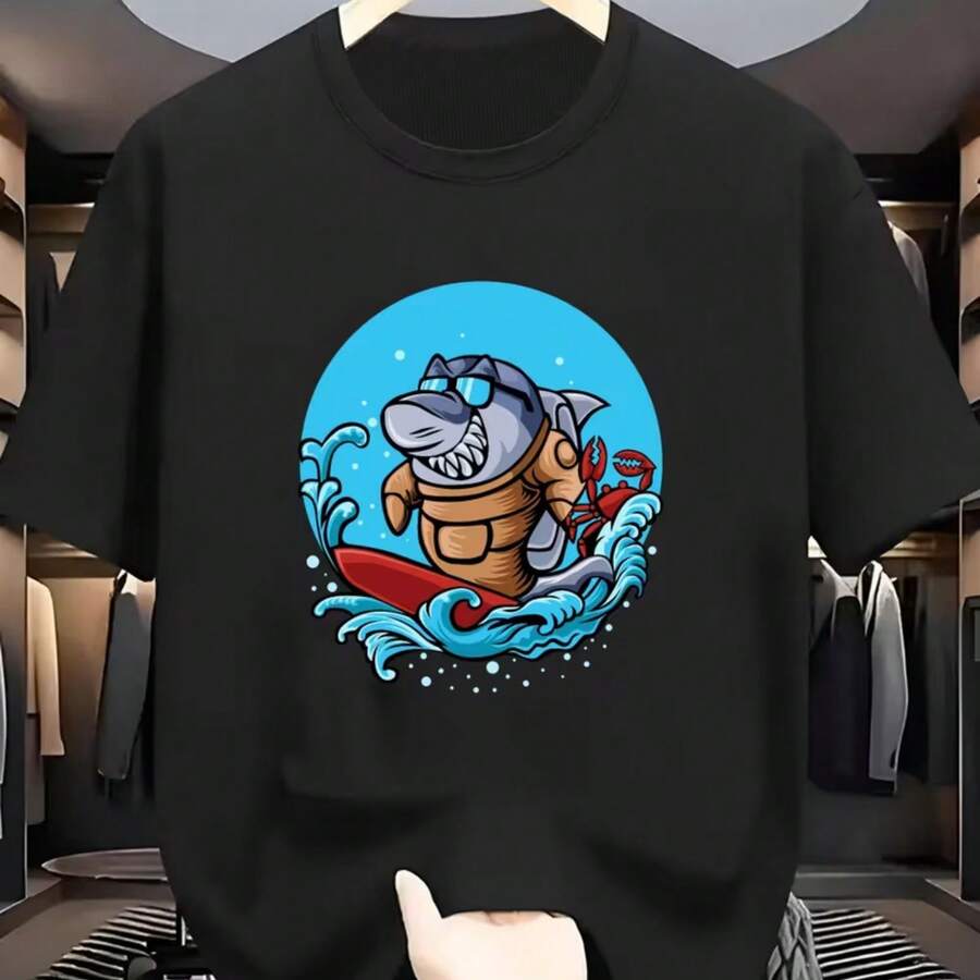 Printed T-Shirt For Men And Women - 黑色 - 查看 1