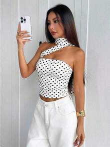 Top tubo de punto minimalista de moda para mujer HESSEN, apropiado para el verano/primavera, blusa ajustada sin tirantes y ajustable.Adecuado para tomar el té de la tarde, calle, vacaciones, superposición, fiesta, cita, playa, crucero, viaje por la ciudad - Multicolor - Ver 4