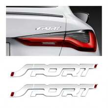 2 PCS Metal Car Sport Sticker, 3D Raised Fender Badge For Front Hood Rear Tailgate, Glossy Black Sport Logo Emblem With Strong Adhesive, Durable Outdoor Use - 白色 - 查看 7