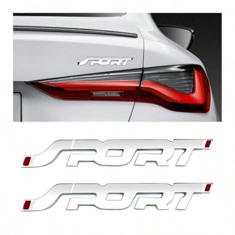 2 PCS Metal Car Sport Sticker, 3D Raised Fender Badge For Front Hood Rear Tailgate, Glossy Black Sport Logo Emblem With Strong Adhesive, Durable Outdoor Use - trắng - Xem 7