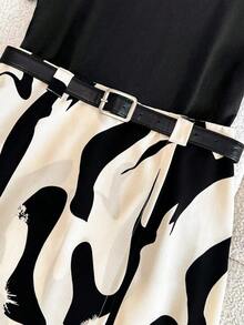 Falda elegante con estampado y bajo asimétrico para mujer - Multicolor - Ver 3