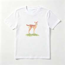 Toalla Mujer Algodón Estampado Ciervo - Top Verano Dulce - Blanco - Ver 1
