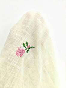 Camisa de mujer de manga larga con botones, de estilo casual y romántico, con bordado floral - Blanco 2 - Ver 10