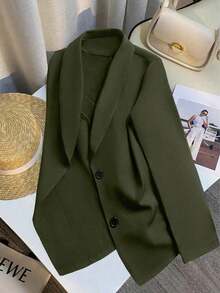 Chaqueta de blazer ajustada de manga larga y sexy para mujer, conjunto verde, chaqueta de traje para mujer, blazer verde para mujer, blusas sociales, ropa de oficina para mujer, ropa de negocios profesional, abrigo de invierno para mujer verde - Verde militar - Ver 7