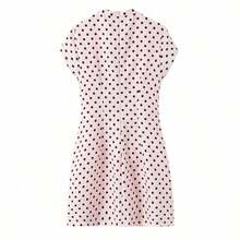 Vestido mini de mujer vintage de línea A con lunares, vestido ajustado elegante y de moda para fiestas de verano en color blanco - Rosa Pálido - Ver 3