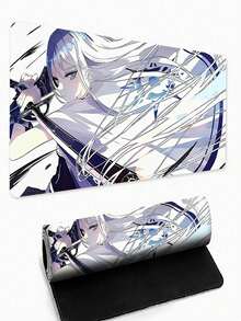 Extended White Hair Anime Girl Mouse Pad, Japanese 2D Game Desk Mat, Soft Fabric Smooth Mouse Control, Non-Slip Base Stable And Durable, Water-Resistant, Gamer Gift For Boys And Girls Computer Desktop Laptop Mouse Keyboard Pad - View 4