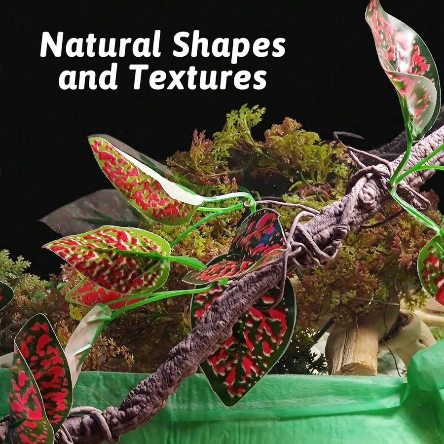 1pc/2pcs Realistic Glass Terrarium Plant Decor, Suitable For Amphibians, Lizards And Snakes Climbing. Resin Gecko Suction Cup Wall Decor, Reptile Branch, Reptile Climbing Decoration, Suitable For Snakes, Lizards, Bearded Dragons And Geckos.