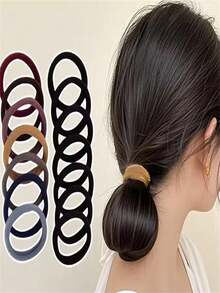200/100/50/10pcs Coffee Brown Hair Tie, Suitable For Women, Brown High Elasticity Seamless Hair Ties, Non-Damaging High Elasticity, Hair Accessories - Brown - View 6