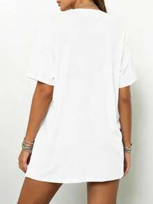 Women's Casual Retro 90s Style Printed Round Neck Short Sleeve Regular Fit T-Shirt Summer - White - View 3