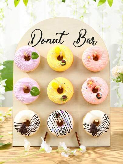 9-Hole Wooden Donut Display Stand, Cake Stand, Dessert Stand, Birthday Party Supplies, Wedding Party Supplies, Baby Shower Donut & Cake Stand, Birthday Party Decor, Wedding Decor, Wedding Dessert Stand, Wooden Donut Display Rack, Donut Wall, Donut Display Board, Desktop Decor, Home Decor, Room Decor, Thanksgiving And Christmas Party Decor, Party Gifts