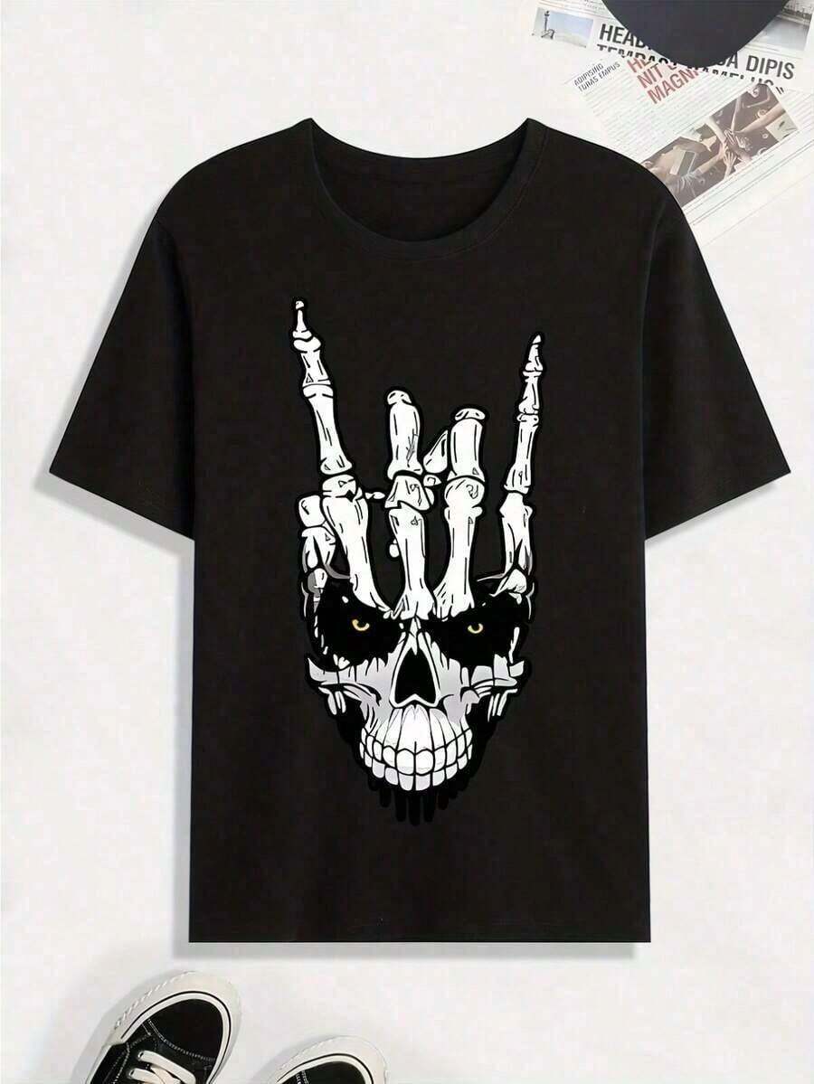 Casual Printed Short Sleeve Fashion - Black - View 1