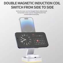 15W 4-In-1 Wireless Charger, Magnetic Foldable Wireless Charging Station With Touch Sensor Night Light, Compatible With IPhone 17, 16, 15, 14, 13 Pro, 12, 3, 4, 5, 6, 7, 8, 9, 4, 3, 2 Pro - Multicolor - View 4