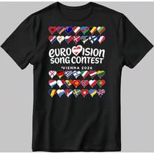Old School T-Shirt 2026 Eurovision Song Contest Flag - Austria Vienna Song Contest BB26. Casual, 100% Pure Cotton, Comfortable Colors, Short Sleeve And Round Neck Design, New Women's Slim Fit Round Neck T-Shirt, Spring/Summer Design Style, Couple Style, Perfect For Wearing Together. - 黑色 - 查看 7