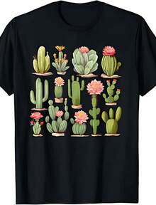 Solt T-Shirt For Cactus Lovers And Gardeners, With Cactus Design, For Men And Women, With Personality Pattern. - 黑色 7 - 查看 7