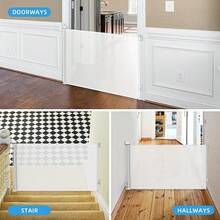 Puerta retráctil para bebé de 78 pulgadas, extra ancha para gran apertura,  infantil, interior/exterior, malla retráctil de 34 pulgadas de alto para puertas, escaleras, pasillos, color blanco - Blanco - Ver 6