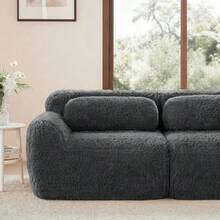 Aviana Ottoman Plush Fabric - 灰色 - 查看 3