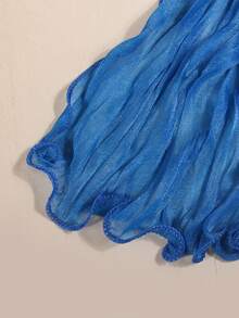 1 pieza Bufanda de mujer de unicolor de poliéster brillante, chal suave para la cabeza, para todas las estaciones - azul real - Ver 3