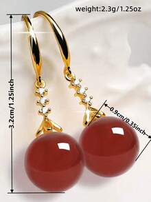 1 Pair Cute Earrings, Designed For Women, Suitable For Weddings, Engagements, Anniversary Parties, Valentine's Day Gifts - Gold Red - View 2