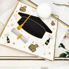 100/60/20pcs 13 * 13 Inch Graduation Season Themed Disposable Napkins, Black And Gold Graduation Hats, And Graduation Scrolls, Suitable For Graduation Parties, Graduation Ceremonies, Teacher Appreciation Events, Class Celebrations, Etc. - View 10