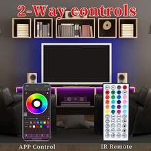 65.6FT RGB LED Light Strip With 44-Key Music Remote Control, Smart LED Light Strips With Adhesive Backing, Dimmable, App Control, Music Sync, Bedroom Party Decor - RGB - View 3