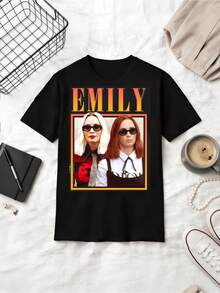 Emily  As Emily Retro Vintage Rap Tee Shirt - Black - View 1