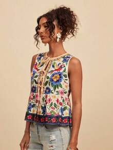 Camiseta de tirantes de mujer con estampado de lunares tejidos, primavera/verano - Multicolor 2 - Ver 6