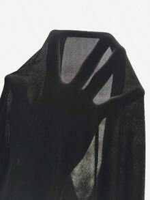 Blusa negra tubo con recogido en la cintura, bajo asimétrico y atado a los lados - Negro - Ver 6