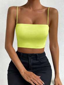 Top corto de color sólido ChicEase - Amarillo - Ver 7