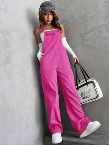 Unity 1 pieza Mono overol con bolsillo con solapa sin top tubo - Rosa Fucsia - Ver 6