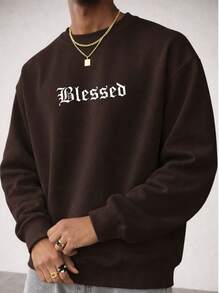 ZUKKER Men's Crew Neck Cotton Sweatshirt, Comfortable For Warmth, Immediate Shipping, Various Colors, Special Offer - 鏽棕色 - 查看 1