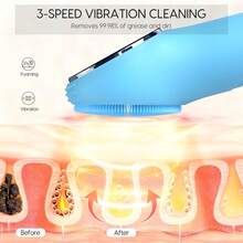 Silicone Facial Cleansing Brush, Portable Electric Face Scrubber With Heat And Vibration, 3 Modes Adjustable, Waterproof IPX6, USB-C Rechargeable, Deep Cleansing, Exfoliating And Massage - Màu A - Xem 2