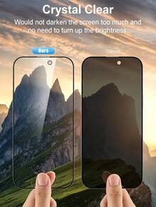 2pcs 17 Pro Max Privacy Tempered Glass Screen Protector, Ultra Clear Transparency, Silk Printed Black Edge, Anti-Glare Eye Protection, Bubble-Free Easy Installation, Compatible With Phone Cases, High Hardness Glass Anti-Peeping, Full Screen Privacy Protection, Suitable For 18Promax/18Pro/18/17 Pro/17/16 Pro Max/16 Pro/16 Plus/16/15/14/13/12/11, Practical Phone Accessory - Black - View 6