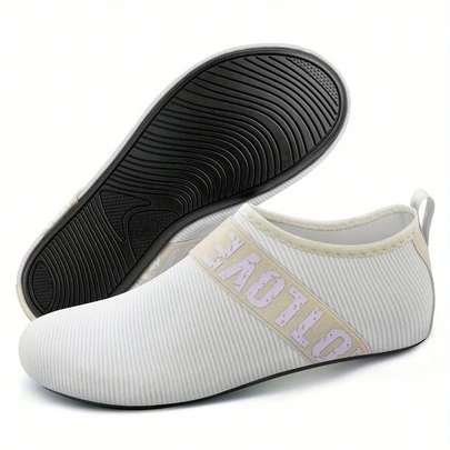 Unisex Lightweight Breathable Water Shoes, Quick-Dry Water Socks, Breathable Striped Shoes, Suitable For Beach, Yoga And Sports
