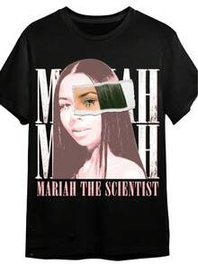 Men's And Women's Hip-Hop T-Shirt, Mariah Scientist Rapper, Classic Women's T-Shirt With Free Thugs Print, Crew Neck, Short Sleeve, Y2K Vintage Streetwear Style, YAYH Women's Oversized Cotton Graphic T-Shirt - 白色 - 查看 1