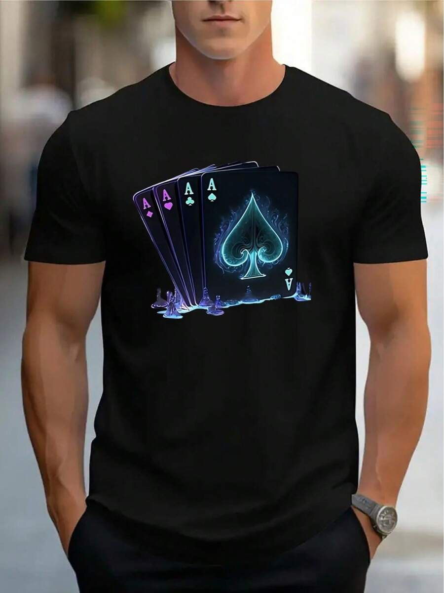 Men's Casual Short Sleeve T-Shirt, 1 Piece, 100% Heavy Cotton - Comfortable Crew Neck, Soft And Adorable T-Shirts, Loose And Comfortable - Back - View 1