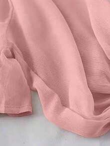 Nueva blusa de gasa de unicolor con chal corto casual de estilo de alas de murciélago para mujeres - Rosa 2 - Ver 5