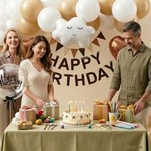 Cream Balloons Decor Birthday Decorations For Women Girl Beige Brown White Sand Foil Star Heart Balloon Decor, Birthday Sash Bobo Balloons For Birthday Anniversary Party Decoration Supplies Room Decor - Trang trí sinh nhật - Xem 4