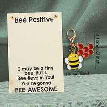 1pc/3pcs Cute Bee & Honeycomb Keychain, Motivational Keyring, Suitable For Backpack Keys, Small Sentimental Gift For Friends And Family, Spreading Positive Energy - Multicolor - View 9