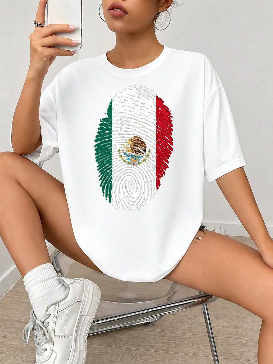 Impresión artística de huella dactilar Fl-ag mexicana, Símbolo Nacional con Águila y Cacto, Verde, Blanco, Rojo, Diseño de estilo de pincelada, Decoración de Orgullo Cívico.jpgRegalos personalizados: Camisetas para mujer con estilos que van desde lo moderno, hippie, casual y minimalista. Ropa masculina personalizada única, armarios cápsula y prendas básicas/urbanas para hombre. Regalos ideales para novios, familiares y amigos, adecuados para cumpleaños, vacaciones, colegio/competiciones, deportes/escalada y más, así como para la moda de otoño y eventos urbanos. Blanco verano.