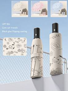 1pc Summer New Student Umbrella, Dual Use Rainproof & Windproof Automatic Folding Sunshade Umbrella - As Shown - View 10