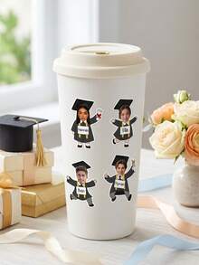 12/25/49pcs Custom Graduation Photo And Text Stickers, Personalized Graduate Face Stickers With Custom Name, Stickers For Graduation Decorations,Personalized Graduate Portrait Stickers For 2026 Graduation Party Decor - Multicolor - View 4