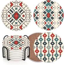 6 Pcs Minimalist Black White Line Coasters, Stylish Geometric Drink Coasters With Storage Rack For Bar & Home Use - Spanish Ceramic - View 12
