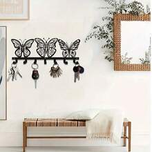 HELLOYOUNG Butterfly Shaped Wall Mounted Key Holder With Shelf, Adhesive Entryway Organizer Cute Aesthetic Decor For Hallway Bedroom Office Dorm, Functional Wall Art Housewarming Gift, Wall Art Room Home Decor - TY7202 - View 2