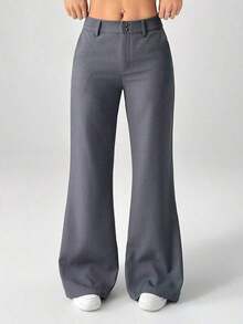 Nuevos pantalones de traje de estilo casual de cintura baja para otoño e invierno - Gris Oscuro 2 - Ver 8