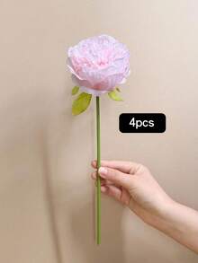 5pcs Artificial Pink Peony Flowers, Silk-Like Peony Leaves, Light Pink Fake Flowers, Suitable For Wedding, Home, Office, Party, Window Sill Decor, Dining Table Centerpiece, DIY Bridal Bouquet, Arch Decor, Indoor & Outdoor Spring Floral Decor, Valentine's Day, Mother's Day, Anniversary Celebration Decor, Gift For Girls, Women, Mothers, Fathers - Pink - View 12