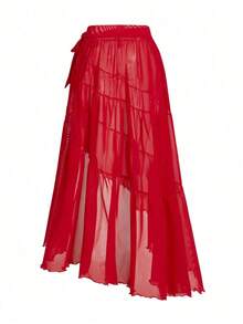 Swim Oasis Conjunto de traje de baño de una pieza con estampado floral 3D para vacaciones de verano - Rojo - Ver 5
