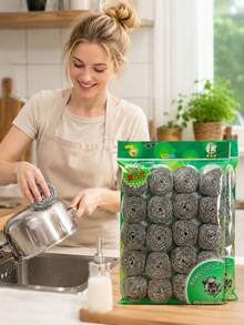 20 Buah Bola Pembersih Stainless Steel, Sikat Pembersih Dapur Multifungsi. Alat Pembersih Penting untuk Rumah, Luar Ruangan, dan BBQ. Spons dan Bola Pembersih 2-in-1, Cocok untuk Dapur, Kamar Mandi, dan Perlengkapan Rumah Tangga. Perlengkapan Rumah Tangga, Aksesoris Dapur. - MultiWarna - View 2