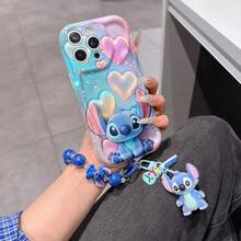 Disney Has Authorized, Phone Case - Chain Set, The Stitch Lilo & Stitch 3D Phone Case Plus A Silicone 3D Stitch Bracelet With Metallic Ring Removable Bracelet, Stitch And Angel Pattern, Compatible With Iphone17/16/15/14/13/12/11/XS/XR/X Plus Pro Max, A Stylish Cartoon Phone Case, The Perfect Gift Choice, Phone Protection, Durable Phone Cover, Great Gift For Friends And Family. - trắng - Xem 6