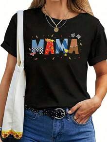 Camiseta de algodón de verano para mujer, adecuada para ropa de calle, salidas diarias, campamentos, conciertos, eventos de hip-hop, rock y rap. Tallas grandes para mujer - Camiseta unisex para mamá. |   Camiseta de manga corta con estampado de coches, suave y transpirable, estilo casual, cuello redondo, longitud regular, adecuada para primavera/verano, regalo perfecto para el Día de la Madre para abuela o tía. Ropa de verano holgada y cómoda - Negro - Ver 2